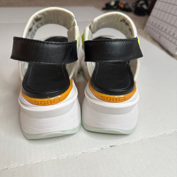 8.5 Sorel Kinetic Impact Slingback Wedge Sandals Black Sea Salt Platform Sporty - Picture 6 of 15